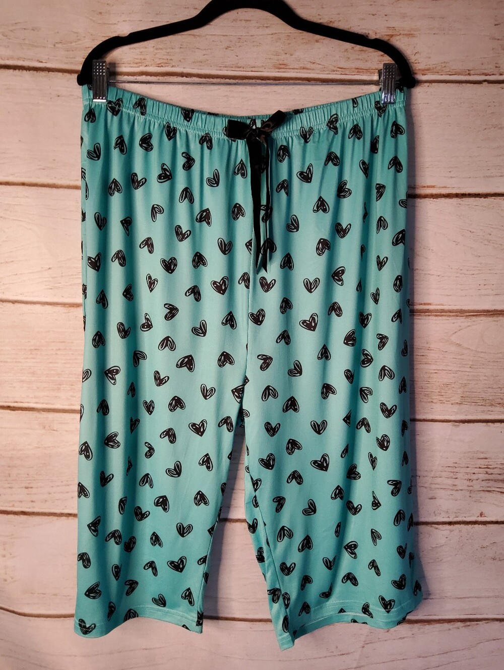 SHEIN Heart Print Pajama Pants Trio - Black, Cream, and Teal XXL - Picture 2 of 12